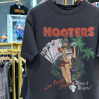 Y2K Hooter 'Wings And Wagers' Las Vegas Rare Washed Black T-Shirt